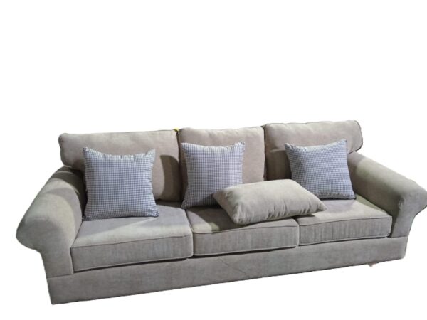 Three seated soffa leather gray